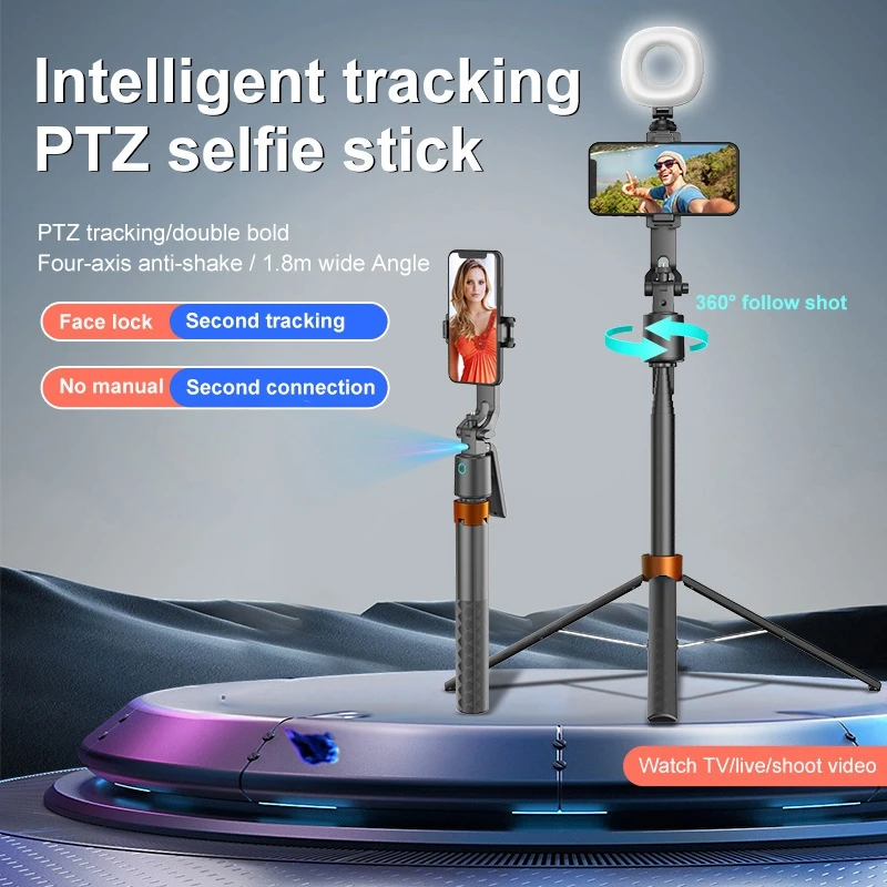 KI-Gesichtsverfolgungs-Gimbal Selfie-Stick Handy-Stativ mit Kabelloser Fernbedienung für Vlog Live-Stream Reisefotografie Image