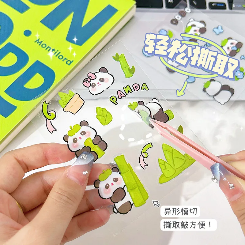 50 Blatt niedliche Haustier-Panda-Aufkleber, Cartoon-PET-Aufkleber für Kinder, DIY, Goo-Karte, Handbuch, wasserfest, niedliche Aufkleber, Scrapbooking-Aufkleber Image