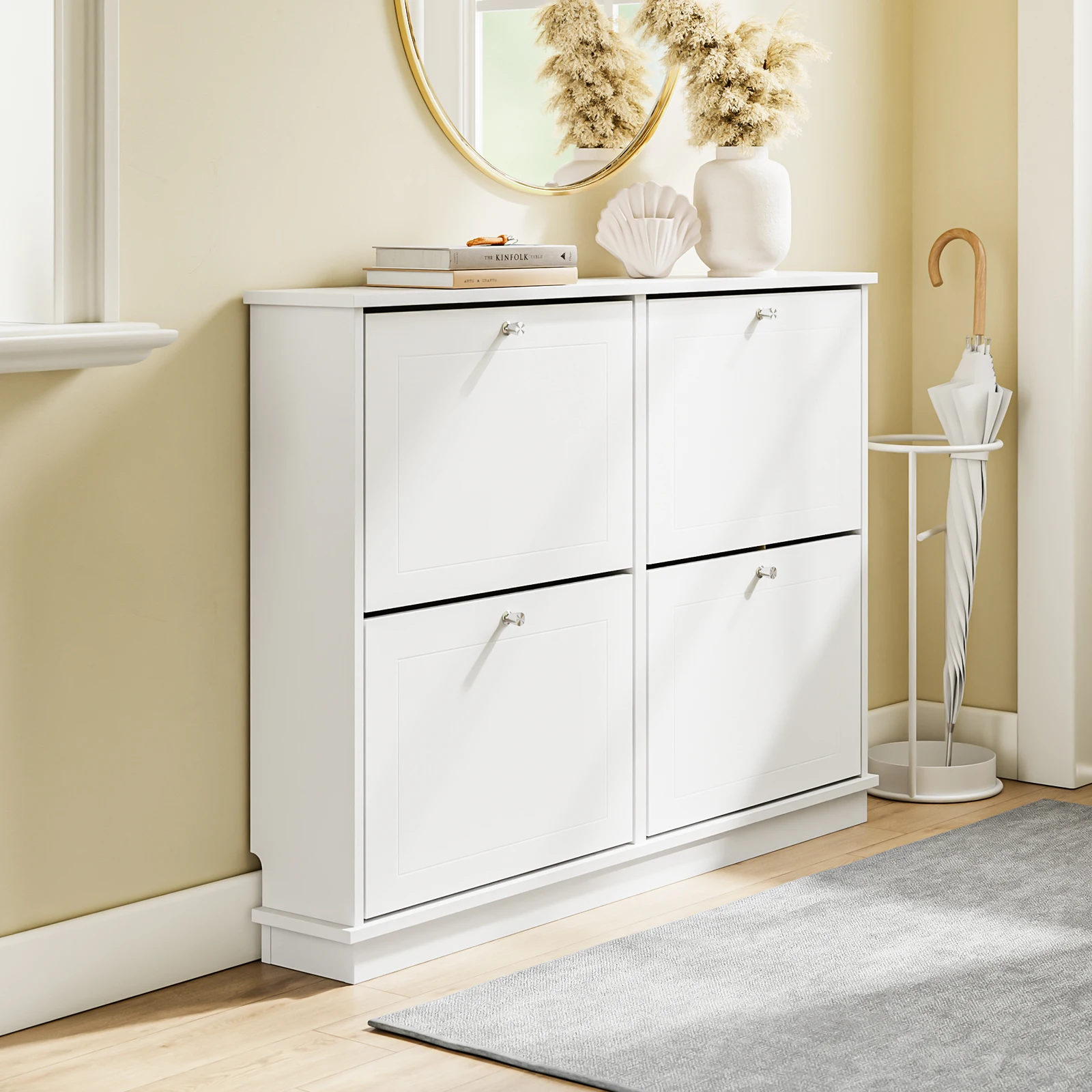SoBuy FSR216-W Schuhschrank Schmal - Extrem Schmal 18Cm, Passt Große Schuhe Bis EU 47, Schmaler Schuhschrank für Eingänge, Flure, kleine Wohnungen, Platzsparend - 105×18×78cm