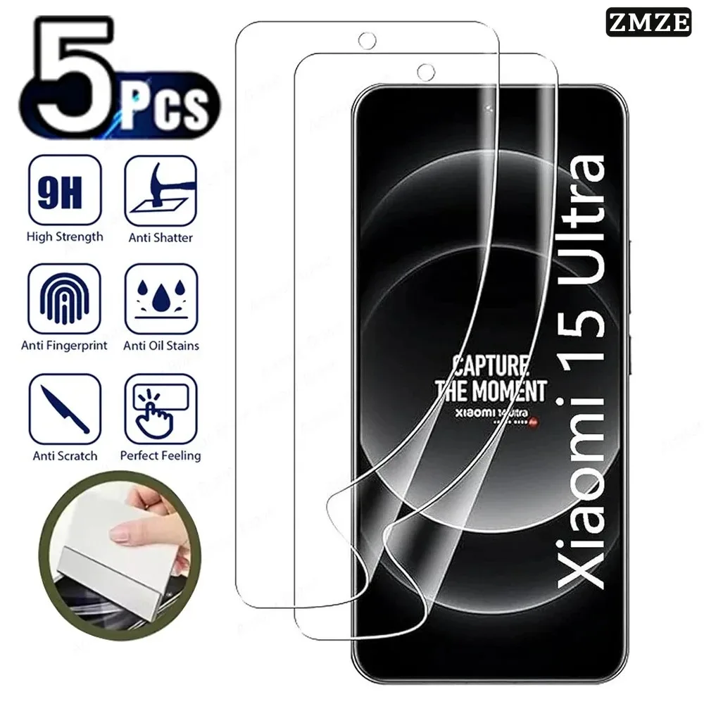5 Stück Weiche Hydrogel-Folie für Xiaomi 15 14 13 Ultra 12 17 Pro Ultra Nicht-Glas Displayschutzfolie für Xiaomi 15T 14T 13T 12T 11T Pro Image