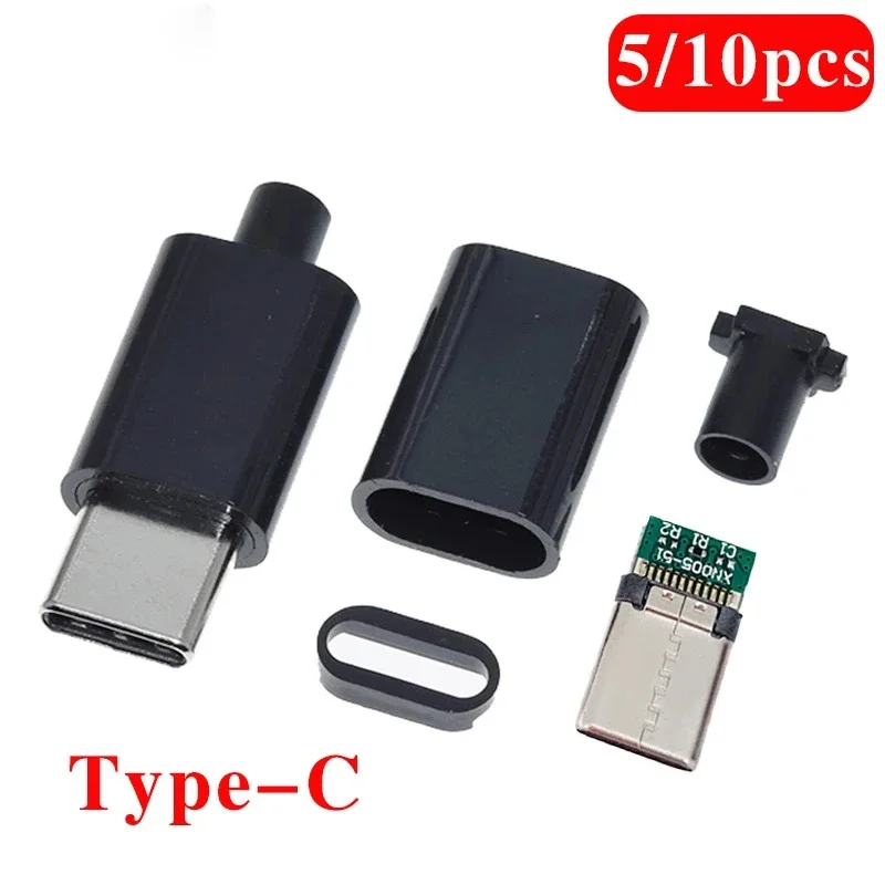 5 pz 10 Pz TIPO C USB 3.1 24 Pin Spina Maschio Adattatore del Connettore di Saldatura con Alloggiamento Spine di Ricarica Cavo Dati Accessori di Riparazione