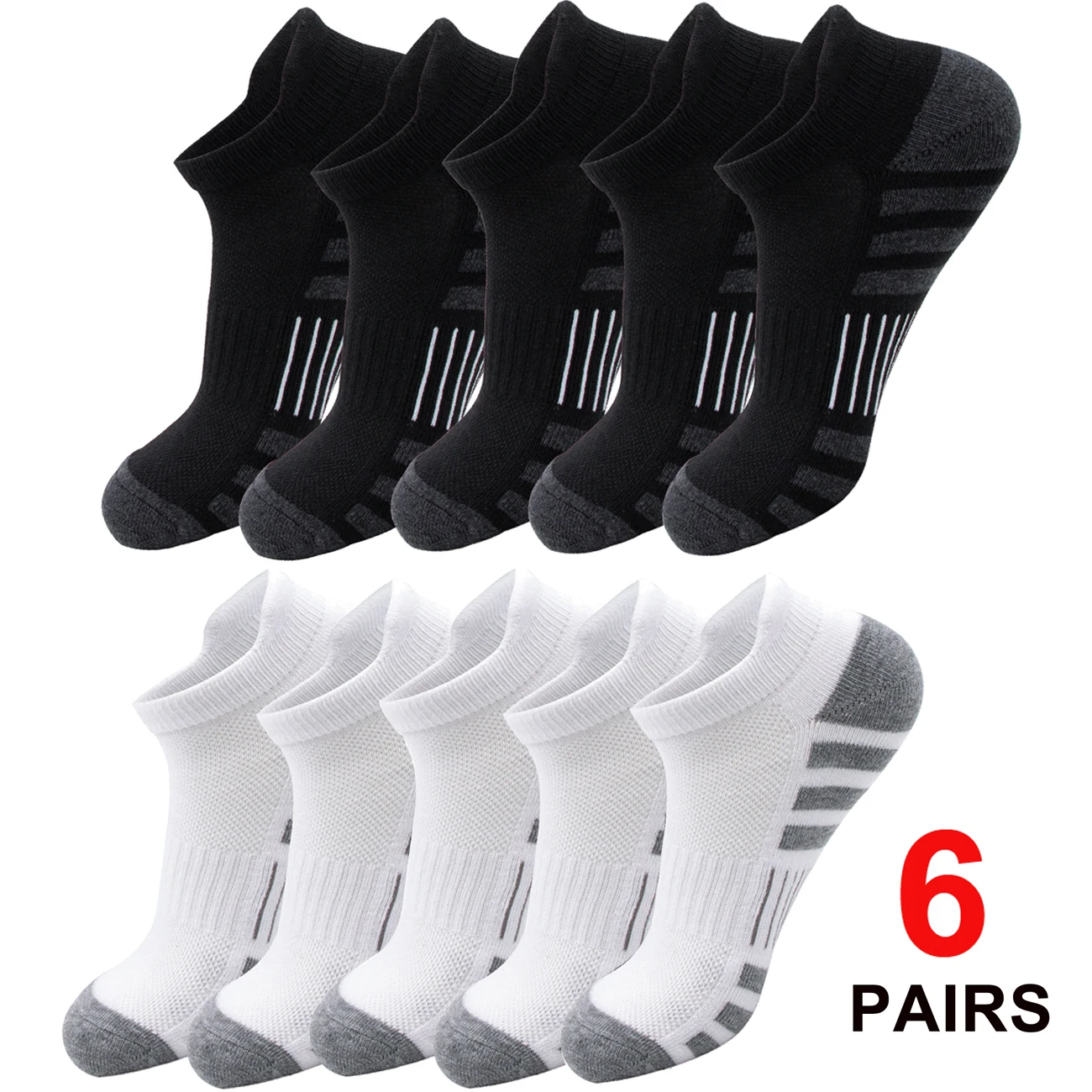 6/24 Paar gepolsterte, atmungsaktive Knöchel-Laufsocken mit niedrigem Schnitt und Sportlasche für Männer und Frauen Image