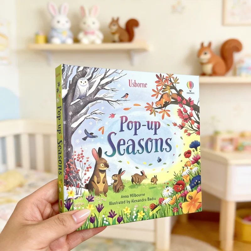 Pop-Up Seasons 3D Lift-the-Flap-Buch, englisches Bilderbuch für Kleinkinder, frühpädagogisches Geschichtenbuch, Lesebuch zum Schlafengehen Image