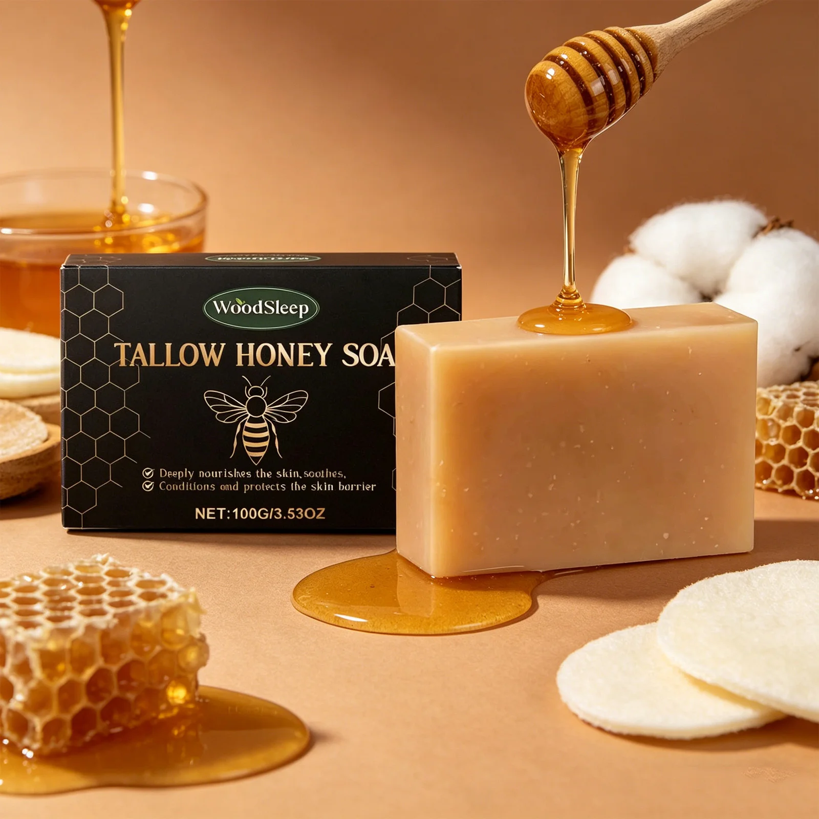 WoodSleep 100g Rindfettseife Hautreinigung Sanfte und Reine und Frische und Angenehme Badeschaumseife Image