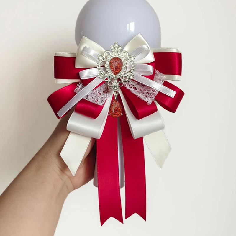 Kristall Spitze Band Fliege Mode handgemachte Schmuck Geschenk Frauen Lolita Anzug Hemd Zubehör Konzert Karat Stick Hand Lampe Bogen Image