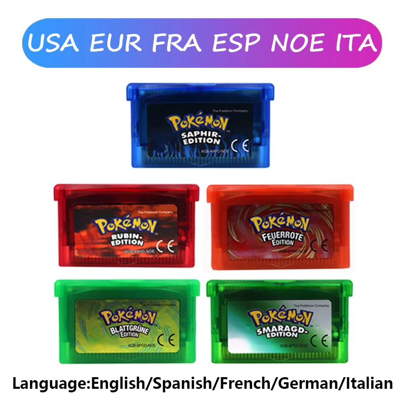 GBA Videospiel-Kassette Konsolenkarte Pokemon Emerald Ruby FireRed LeafGreen Sapphire Mehrsprachig für GBA/NDS