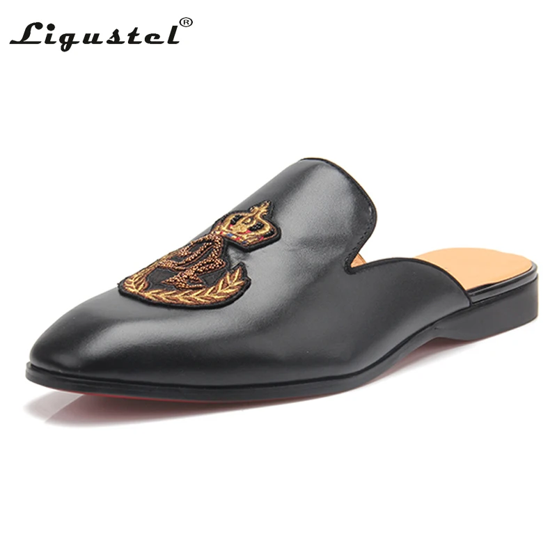 Ligustel Schuhe Mann Original Wohnungen Leder Slipper schwarz Schuh Mann Sommer Party lässig rot unten Schuhe für Männer mit plus Größe 13