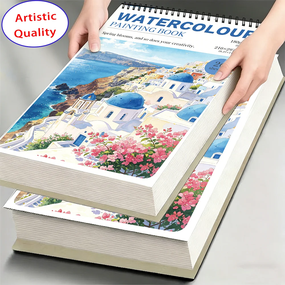 A4/A5 Spiral-Aquarellpapier-Skizzenbuch, 180 g/m², 26 Blatt, Vielseitiges Kunstnotizbuch zum Zeichnen, Malen & Journaling, Kunstbedarf Image