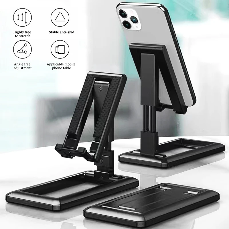 Faltbarer Tablet- und Handy-Ständer für iPad, iPhone, Samsung, Schreibtischhalterung, Verstellbare Tischhalterung, Smartphone-Ständer Image