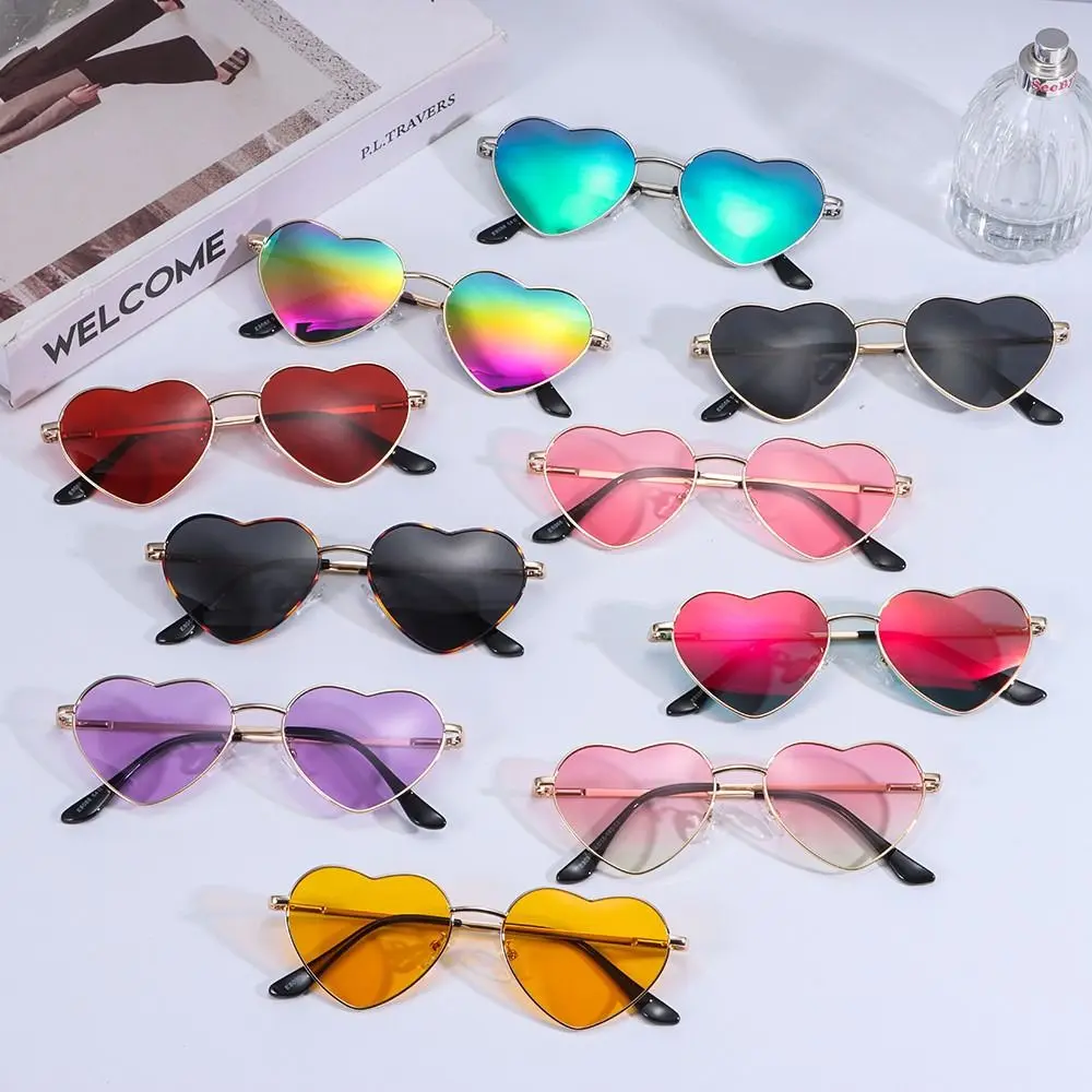 Herzförmige Sonnenbrille Herz Sonnenbrille Schatten Vintage 90er Jahre Brille UV400 Schutz Metallrahmen Sonnenbrille ausgefallene Accessoires Image