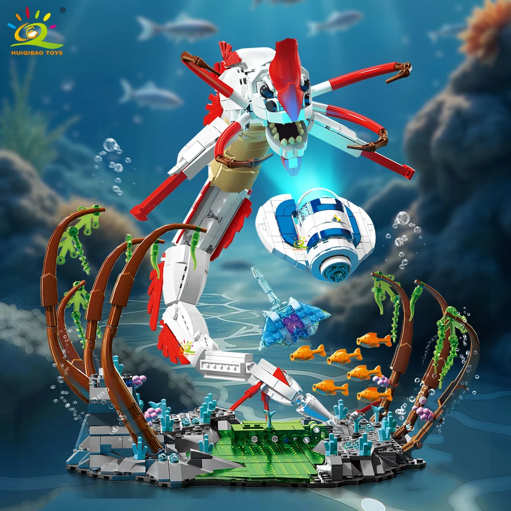 HUIQIBAO 1355PCS MOC Deep Sea Death Monster Bausteine ​​Fisch Tiermodell Montagesteine ​​Spielzeugset für Kinder als Geschenk Image
