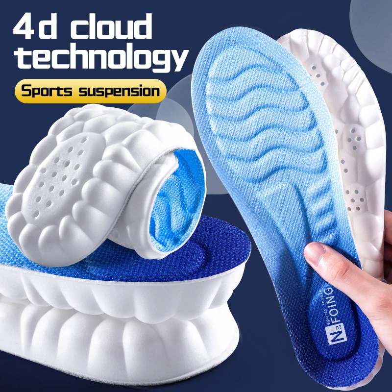 4D-Cloud-Technologie Sport-Einlegesohlen für Schuhe PU-Sohle Weich Atmungsaktiv Stoßdämpfend Lauf-Orthopädische Einlagen Image