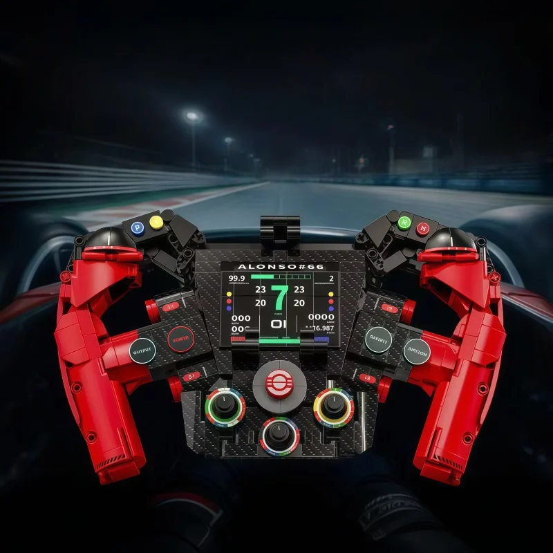 Detailliertes Formel-Rennlenkrad-Modell, Bausatz für Erwachsene mit Funktionsknöpfen, Perfektes Geschenk für Autoliebhaber & Gamer Image