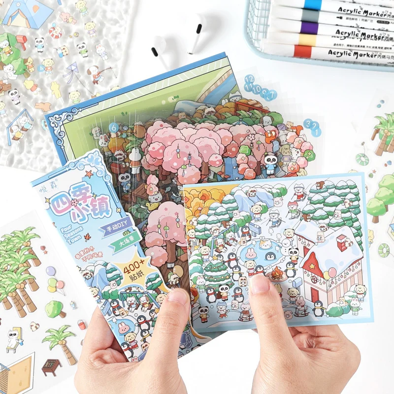 13 Stück/Packung Große Faltbare 3D-Szenen-Aufkleber, mit Exquisiten Dreidimensionalen Mustern, für DIY-Handwerk und Scrapbooking Image