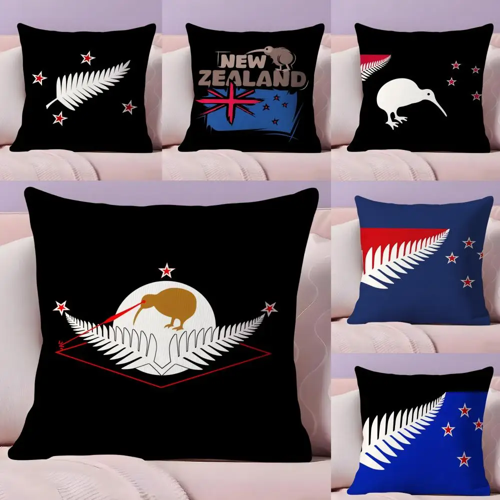 Kissenbezug mit Kiwi-Flagge aus Neuseeland, Plüschstoff, weich, doppelseitig bedruckt, unsichtbarer Reißverschluss, Sofakissenbezug, Heimdekoration Image