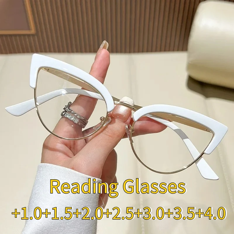 Cat-Eye-Lesebrille für Damen 0+1,0+1,5+2,0+2,5+3,0…Eleganter Augenschutz, Blaulichtblockierung, ultraleichte Unisex-Brille Image