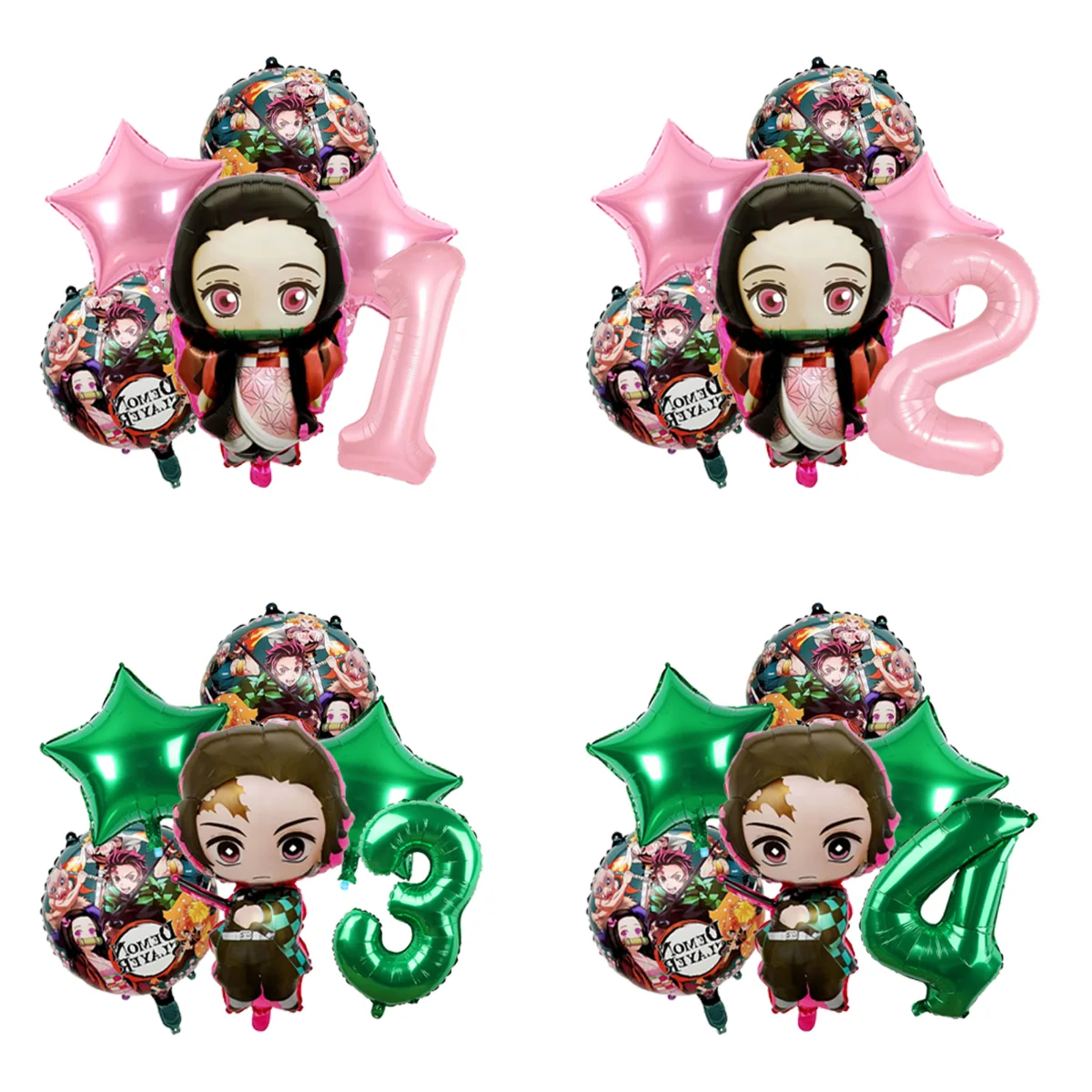 Demon Slayer Ballon-Set Kamado Tanjiro Nezuko Zenitsu Inosuke Charakter-Ballons Happy Birthday Party Zubehör Dekoration Image