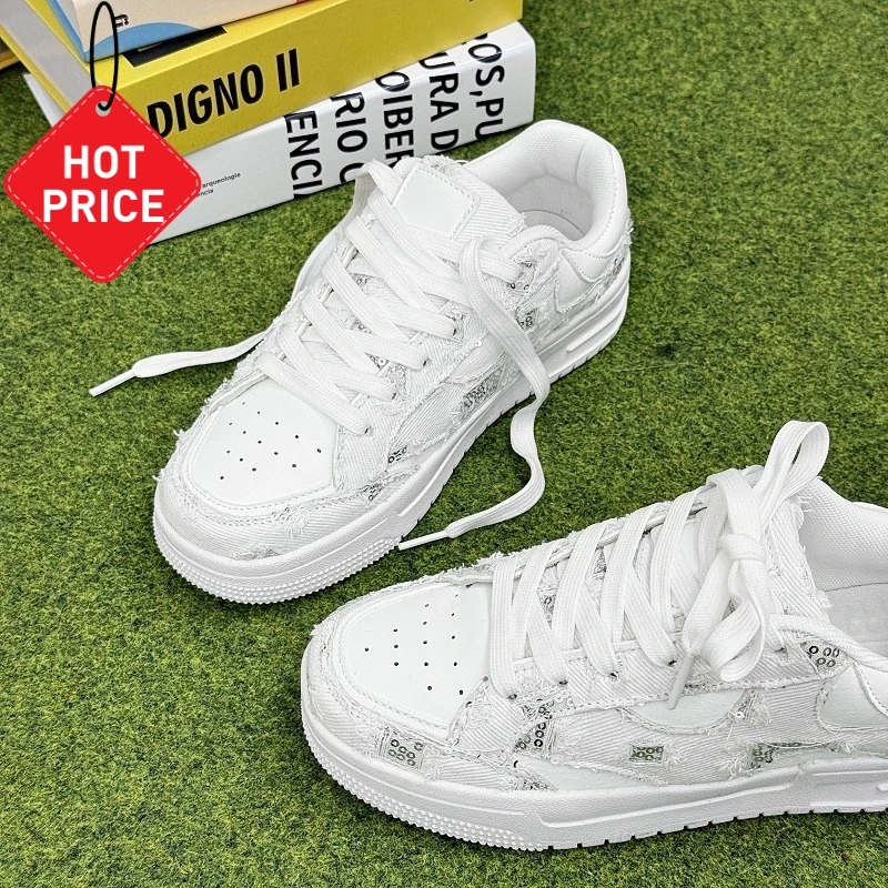 Damen-Sneaker im Retro-Stil, weiße Lederschuhe im Punk-Rap-Street-Look für Herren, modische Skate-Schuhe, lässige Paar-Schuhe, Tennisschuhe