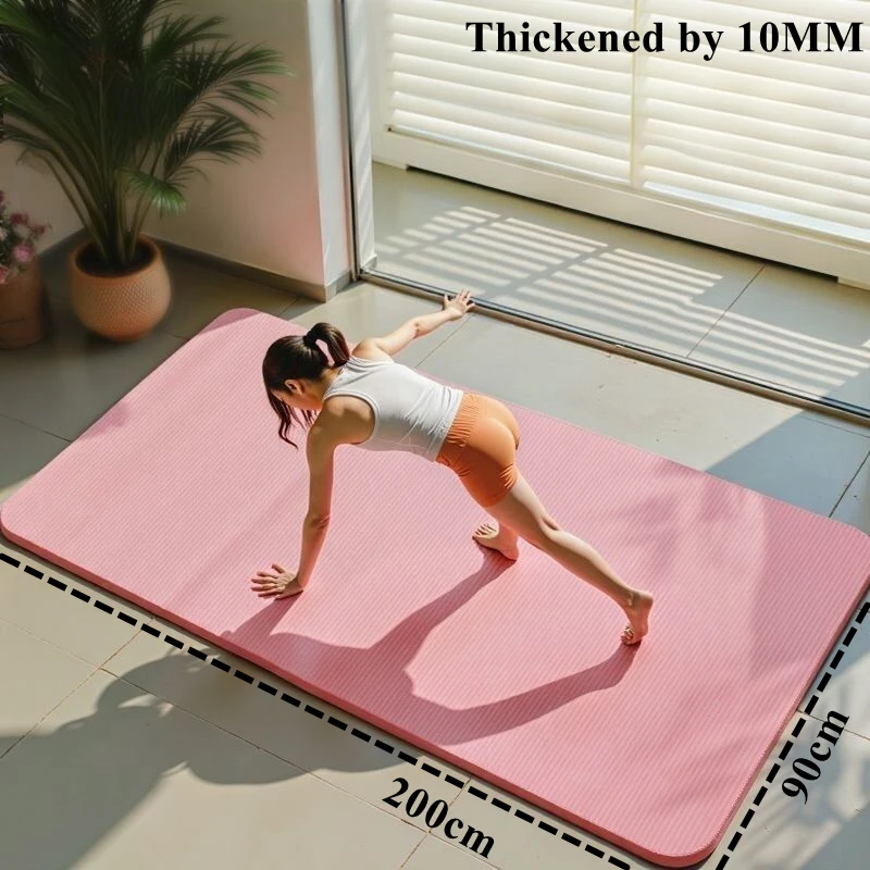 Yoga Mat Travel Fitness Exercise 200/185×80/90×10mm Thicknesses for Yoga Pilates Floor Workouts Thicken Widen Moisture-proof