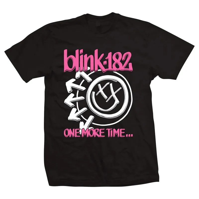 2026 Neues Baumwoll-Sommer-T-Shirt mit lächelndem Gesicht der Punk-Band Blink 182, Retro, locker, übergroß, trendig, Hip-Hop, Rock