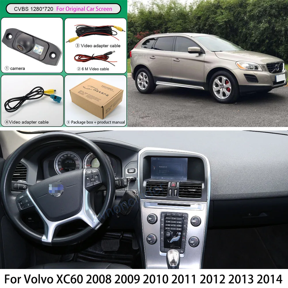 RCA & Original Fabrik Monitor Fahrzeug Rückansicht Kamera Für Volvo XC60 XC60 2008 2009 2010 2011 2012 2013 2014 OEM Bildschirm CVBS Image