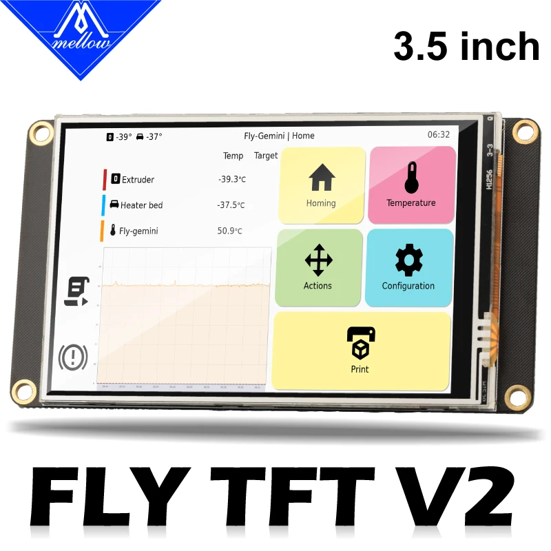 Mellow 3,5 Zoll 50fps SPI FLY TFT V2 Klipper kapazitiver/resistiver Touchscreen für Fly Pi V2/C8/Raspberry Pi Zero/3B/4B 3D-Drucker Image
