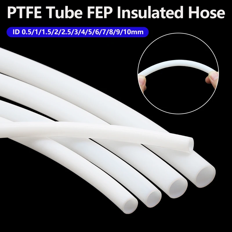 3/5m Weißes PTFE-Rohr ID 0,5 1 1,5 2 2,5 3 4 5 6 7 8 9 10mm FEP Isolierter Schlauch Extruder J-Kopf Starres Rohr für 3D-Drucker-Teile Image
