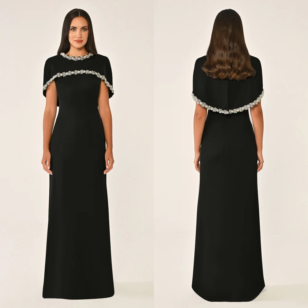 Customized Jersey Beading Sequined A-line O-Neck Long Dresses Bespoke Occasion Exquisite Retro High Quality