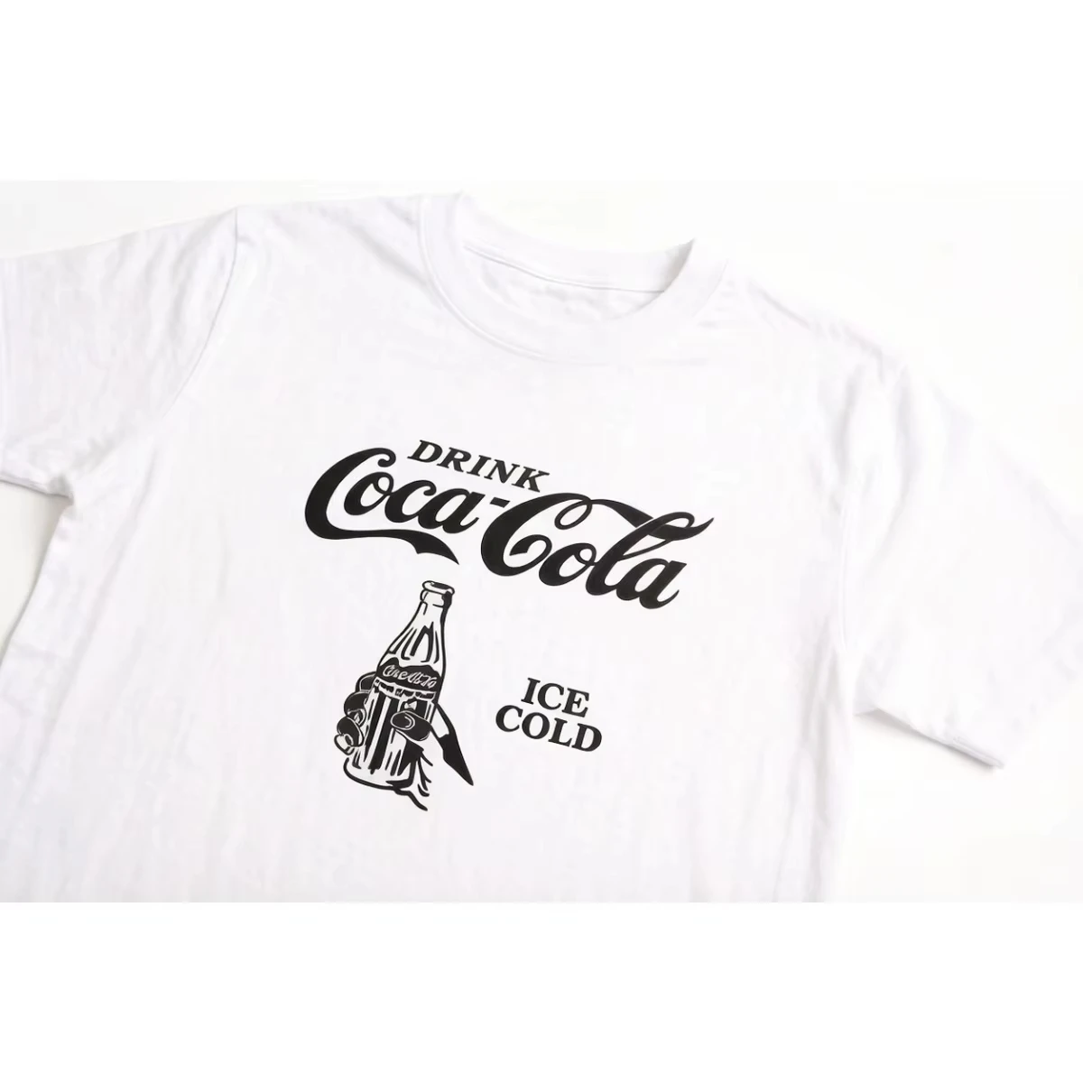 Coca-Cola-Kurzarm-T-Shirt aus Baumwolle, Unisex, Sommer-Freizeitoberteil, Rundhalsausschnitt, weicher, kräftiger Druck, bequemes Hemd