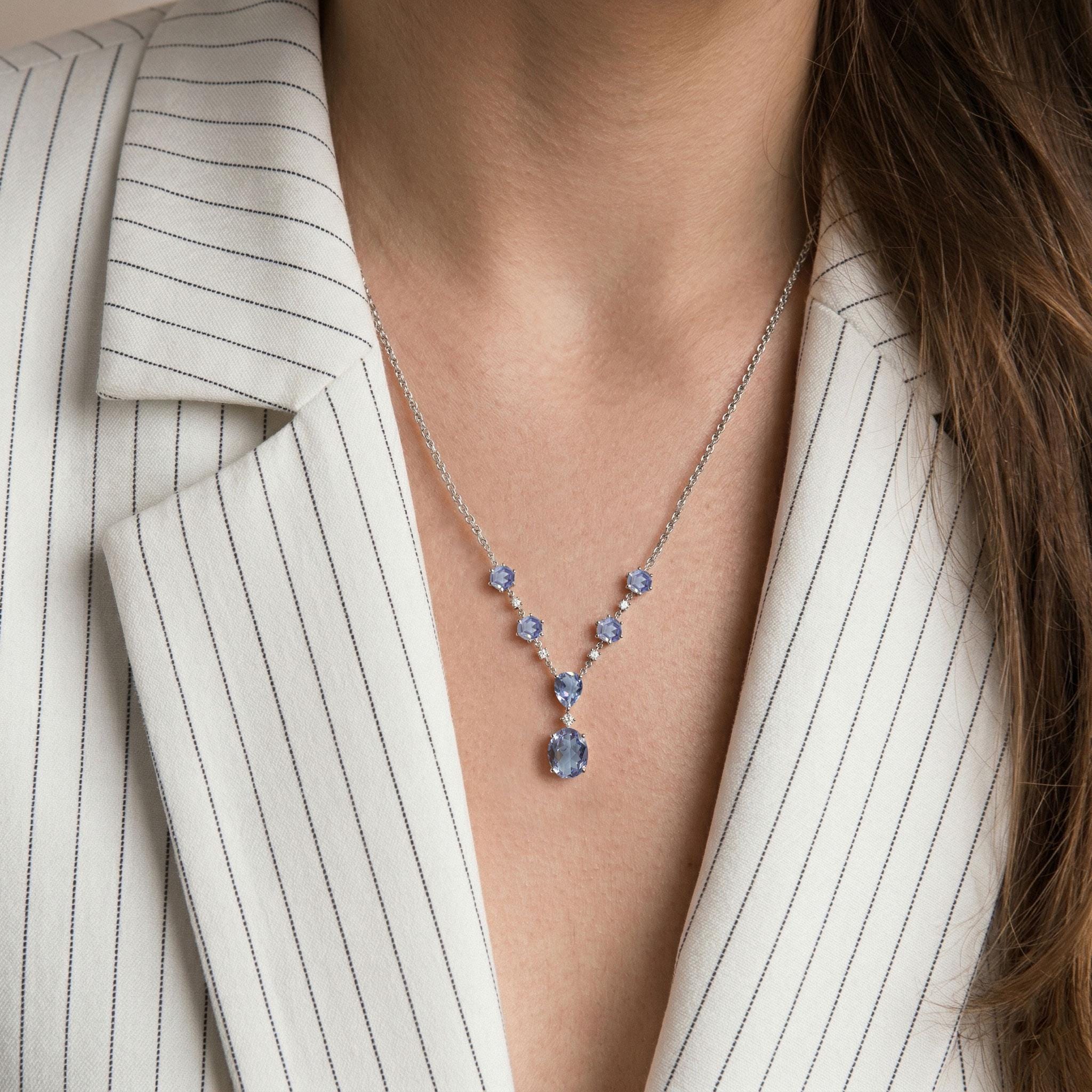 Collana con pendente a Y in alessandrite, collana a lariat, elegante collana con pendente, collana delicata, regalo di gioielleria per la sposa, colla