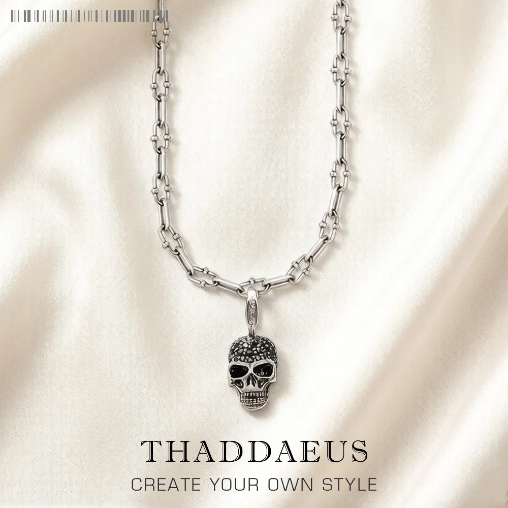 Schädel Pflastern Charme Halskette, 2020 Sommer Marke Neue Mode Schmuck Europa 925 Sterling Silber Bijoux Rebel Stahl Geschenk für Frauen Männer