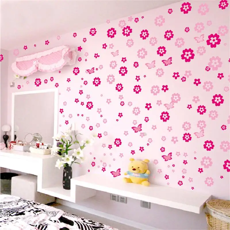 108 Stück Blumen DIY Wandaufkleber Wandsticker Raumdekorationen für Schlafzimmer Wohnzimmer Heimdekoration Selbstklebende Tapeten Poster
