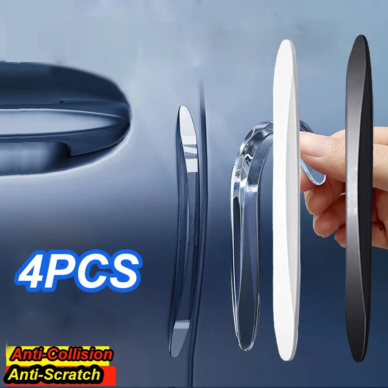 4 stücke Unsichtbare Wasserdichte Auto Tür Anti-Kollision Scratch Streifen Rückspiegel Aufkleber Rand Transparent Griff Schutz Image