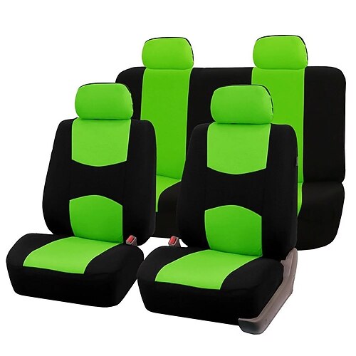 Universelles Autositzbezug-Set, atmungsaktive Stoffsitzbezüge mit sportlichem Zweifarbendesign, Airbag-kompatibel, passend für die meisten Limousinen, SUVs, LKWs und Vans, 9-teilig Image