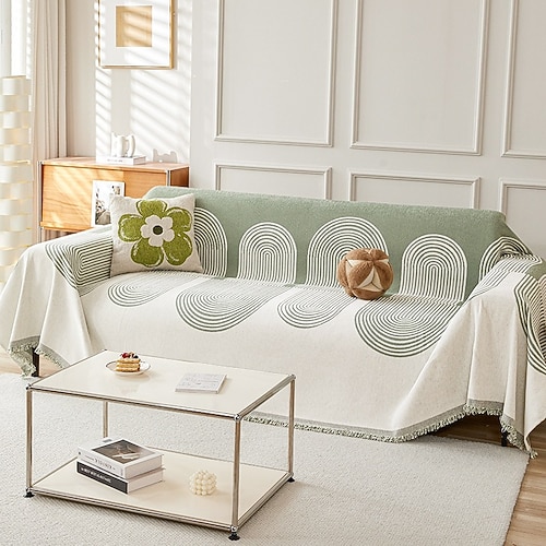 Sofabezug, Decke, Chenille-Couchbezug, Kratzschutz für Katzen, gestreifter Möbelschutz, waschbarer Sofaüberwurf für Couch, Bett, Wohnzimmerdekoration Image