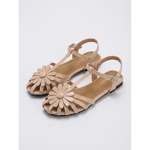 Braune Boho-Sandalen für Damen – Retro-Gladiator-Sandalen mit T-Riemen, floralem Detail und verstellbarem Fersenriemen, ideal für Inselurlaube, Strandspaziergänge und Sommerreisen. Image