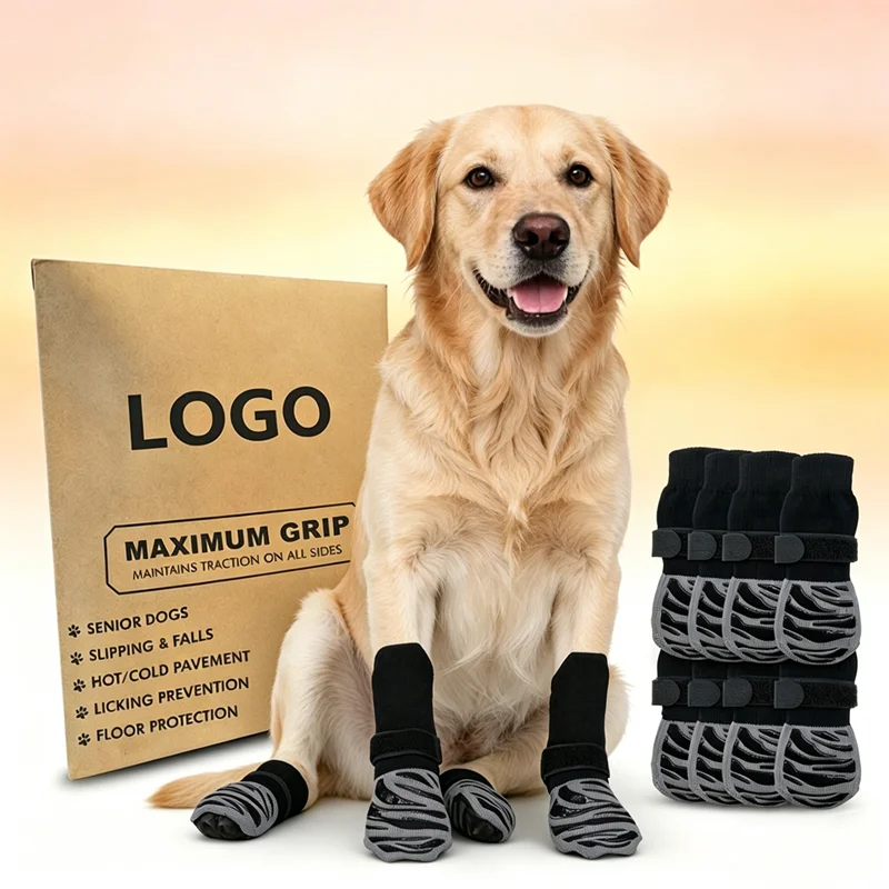 Premium Rutschfeste Hundesocken Extra-Dick mit Grip zur Verhinderung von Rutschen und Lecken Schützt Hundepfoten Ideal für Kleine Mittlere und Große Hunde Image
