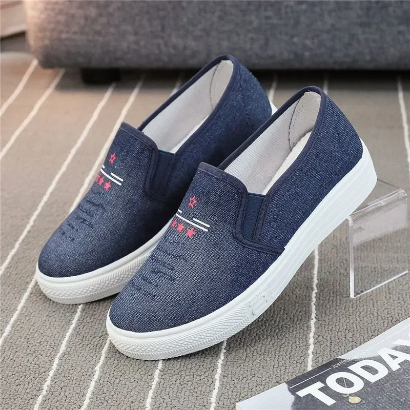 Sapatos femininas Damen-Schuhe, niedlich, runde Zehenpartie, Marineblau, rutschfest, Frühling, Slip-On, flache Schuhe, klassische Damenschuhe für Hotel, Büro, Rok-Schuhe, B548