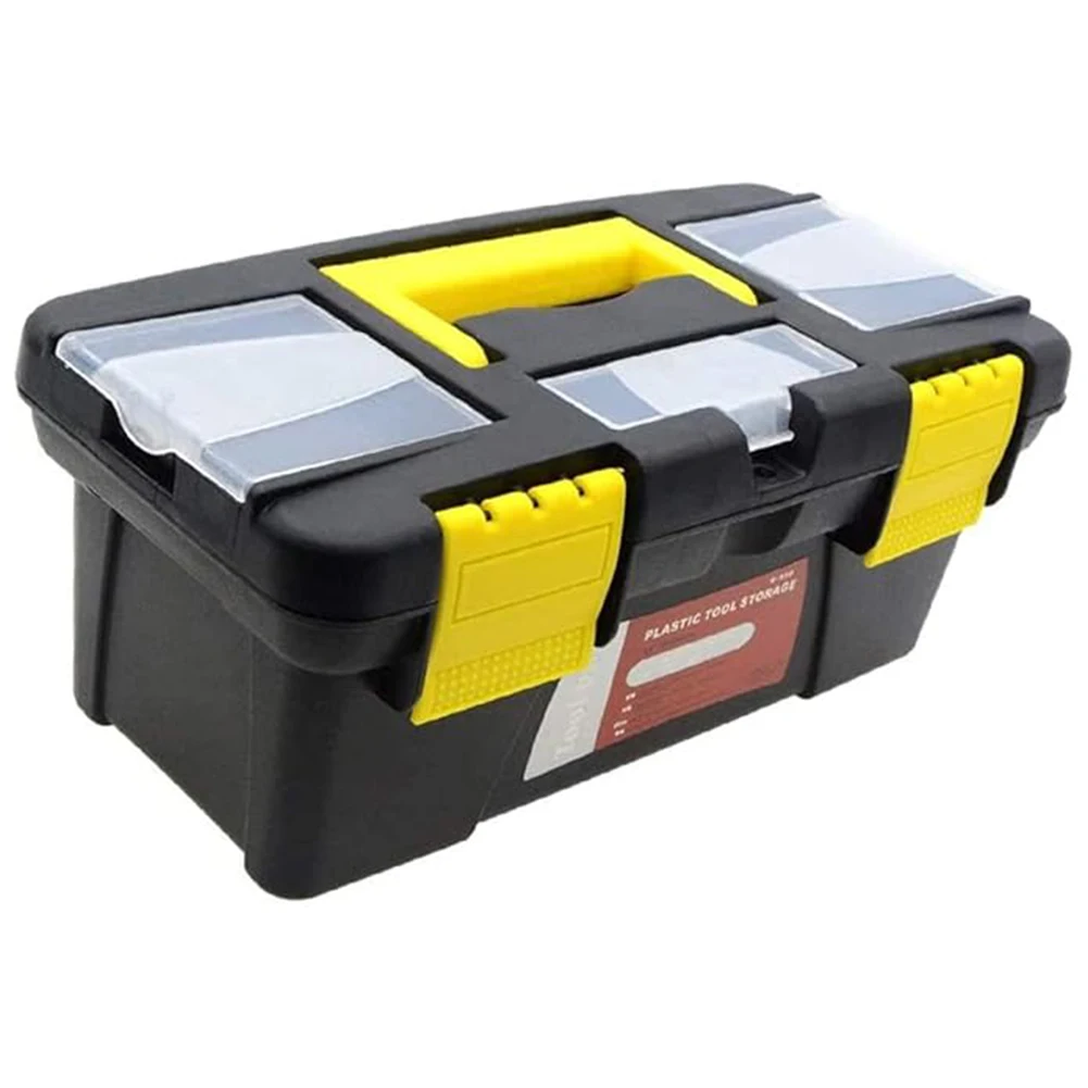Boîte à outils en plastique avec plateau amovible, boîte de rangement à outils à double couche, coffret à outils portatif, coffre de rangement pour outils à main