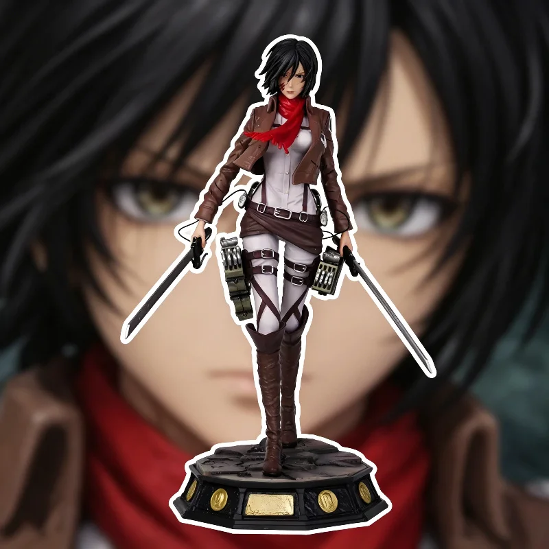 29cm Attack On Titan Aufklärungstrupp Mikasa Ackerman Anime PVC-Figur Große Statue Sammlerstück Modell Spielzeug Desktop-Ornament Geschenk Image