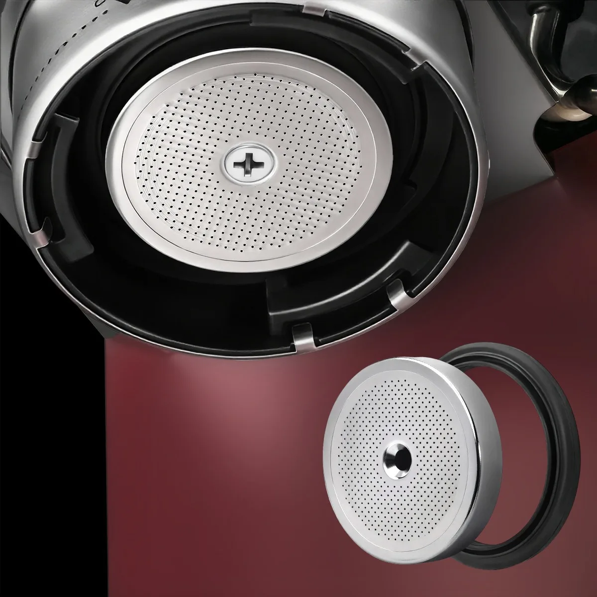Dichtungsring für Kaffeemaschine, langlebig, 51 mm, Ersatzteil, Silikondichtung, kompatibel mit Delonghi EC685, EC680, EC9335 Image