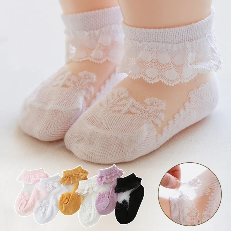Prinzessin Mädchen Spitze Rüschen Socke Sommer Baby Mesh Socken 0-3Year Kinder Schuhe Einfarbig Hohl Säuglings Socken Moskito Beweis