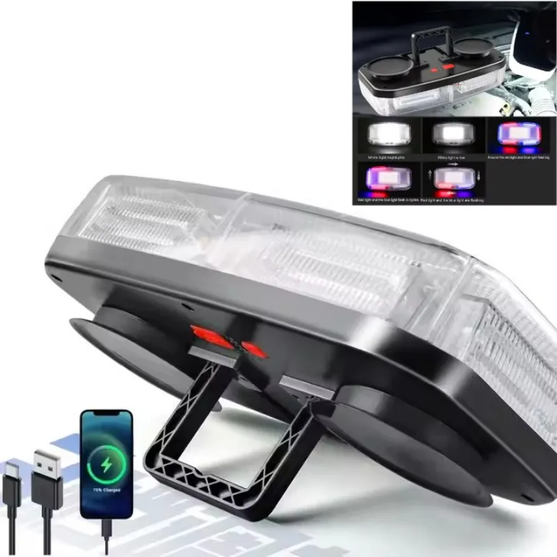 Multifunktionale Magnetische Blinkende Warnleuchte Tragbare Arbeitslampe Wiederaufladbare Mobile Stromversorgung Notfall-LED-Taschenlampe Image