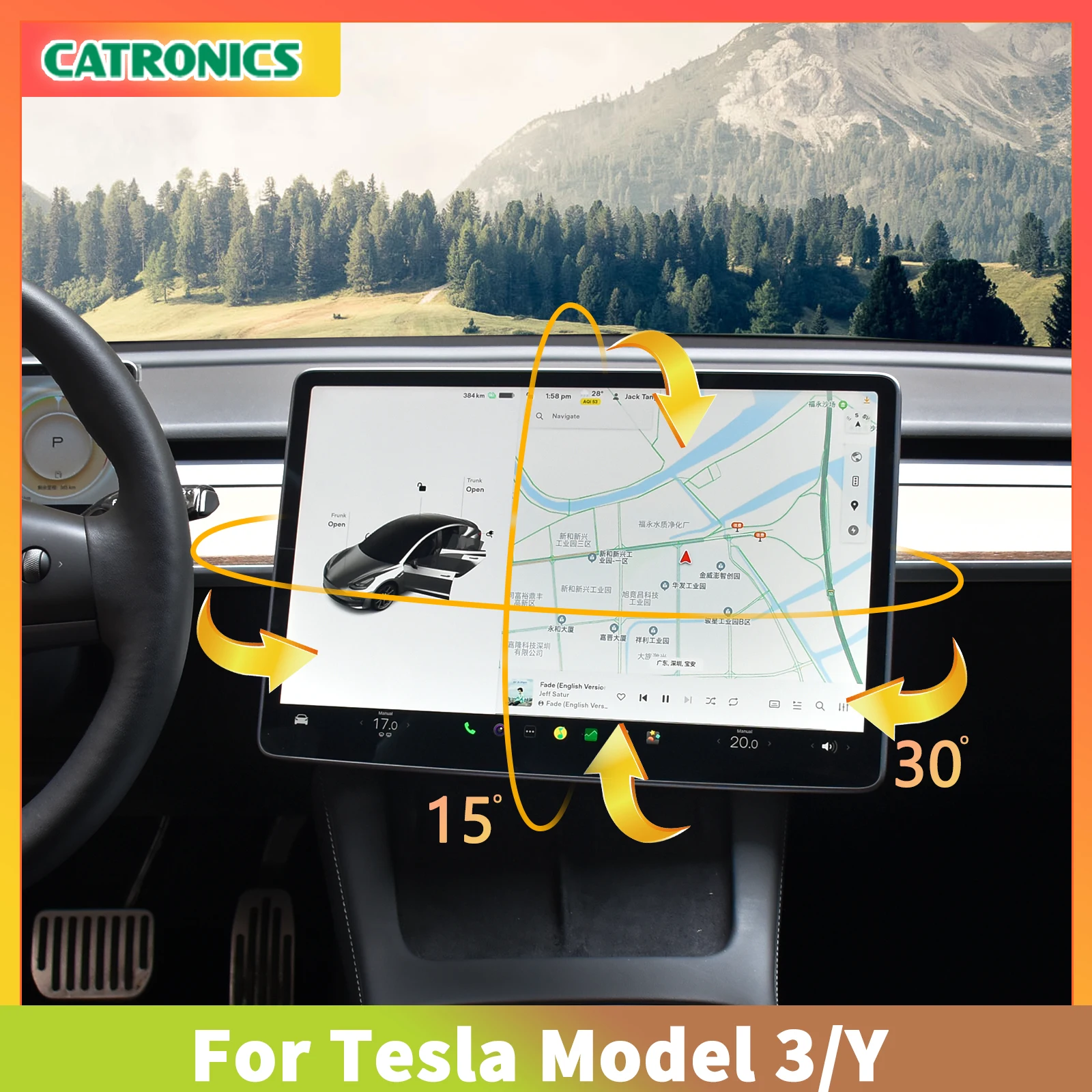 Catron ics für Tesla Modell 3 Modell Auto GPS Navigation Einstell halter Zentral steuerung Bildschirm Rotations halterung Auto Zubehör Image