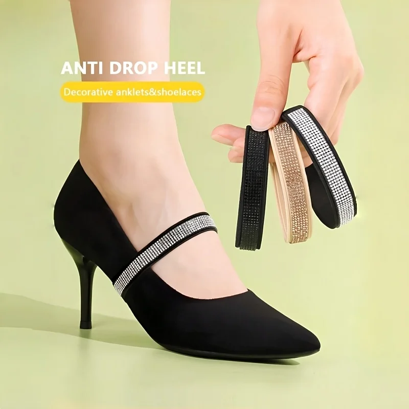 1 Paar Schuh-Knöchelriemen für High Heels, Anti-Lose-Schnürsenkel-Zubehör, dehnbar, flexibel, für Damen und Herren, elastisches Gürtelband für High Heels Image