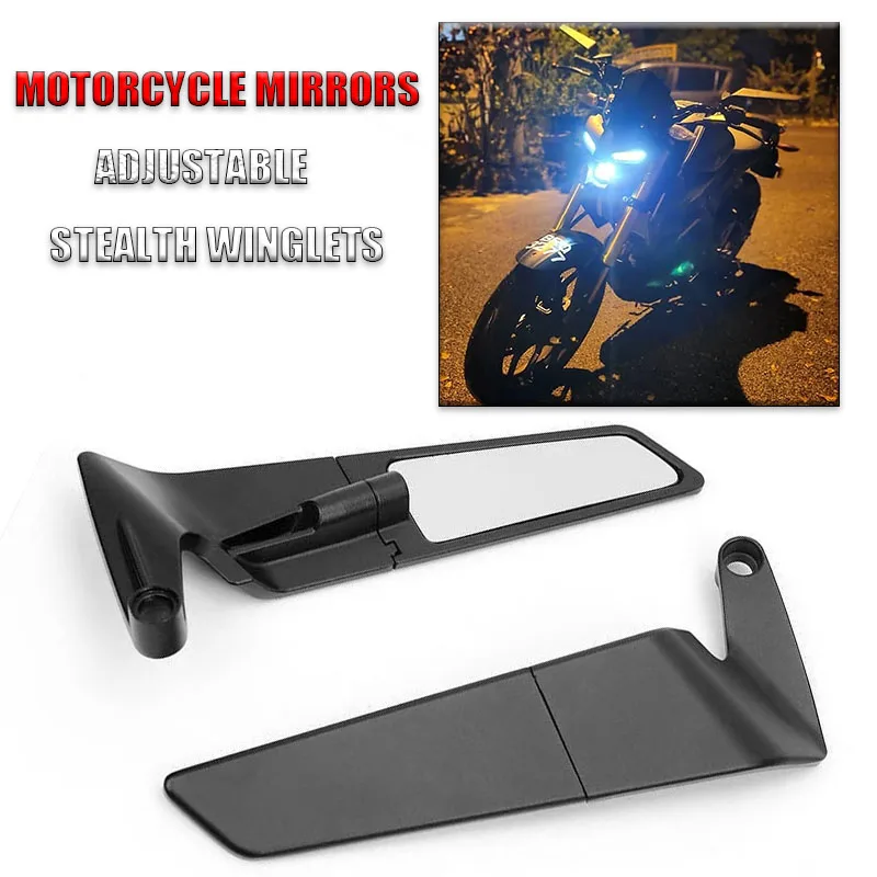 Specchietti Moto Stealth Winglets Regolabili e Rotanti per YAMAHA MT03 MT07 MT09 MT10 XMAX KTM BMW S1000R