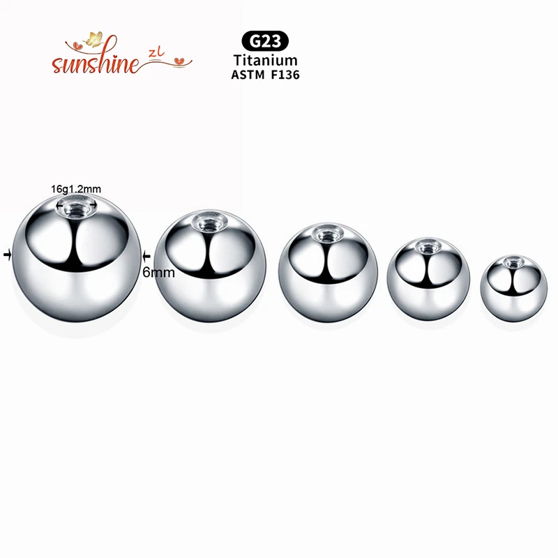 10Ps G23 Titan Punktion Zubehör Runde Kugel Set Auger Perforiert Verhindern Allergien Schraube Kugeln Nase Ring Nippel Piercing Image