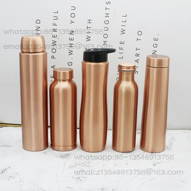 Handgefertigte Reine Kupfer-Wasserflasche für Outdoor-Sport und Yoga, Sofort Lieferbar Image