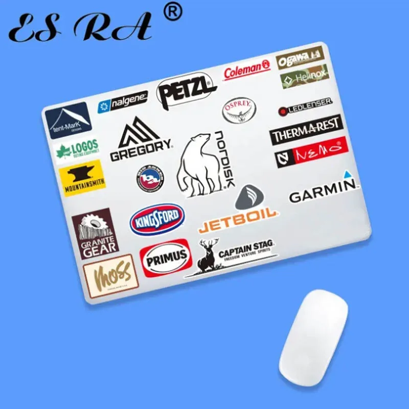 22-teiliges Outdoor-Marken-Camping-Aufkleber-Set für Laptops, Skateboards, Gitarren, Helme, Aufbewahrungsboxen, Autokarosserie, Wasserfeste Vinyl-Aufkleber