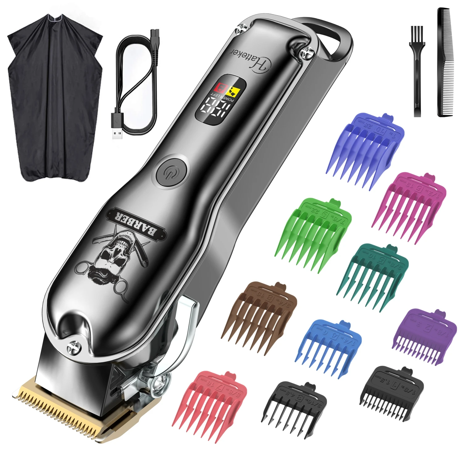 HATTEKER Professioneller Haarschneider für Männer USB-Aufladbarer Kabelloser Bartschneider Friseur-Haarschneidemaschine Image